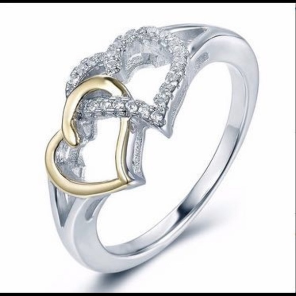 Jewelry - 🌹SALE 🌹 Sterling Silver Double Heart Ring Size 7